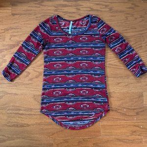 Wallflower 3/4 Sleeve Aztec Print Shirt